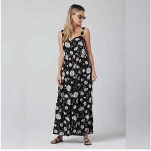 Saltwater Luxe Anthropologie Black Floral‎ Maxi Dress XS